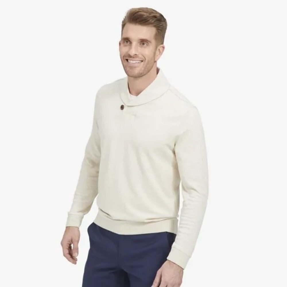 Mizzen & Main Fairway Pullover Sweater Beige Oatmeal Sweatshirt Sweater Men's L